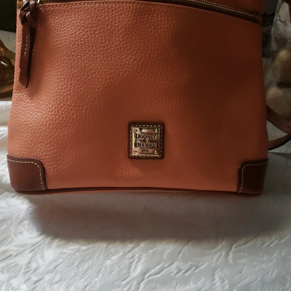 Dooney & Bourke Pink and Brown Leather Trim Crossbody - Picture 3 of 6